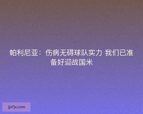帕利尼亚：伤病无碍球队实力 我们已准备好迎战国米